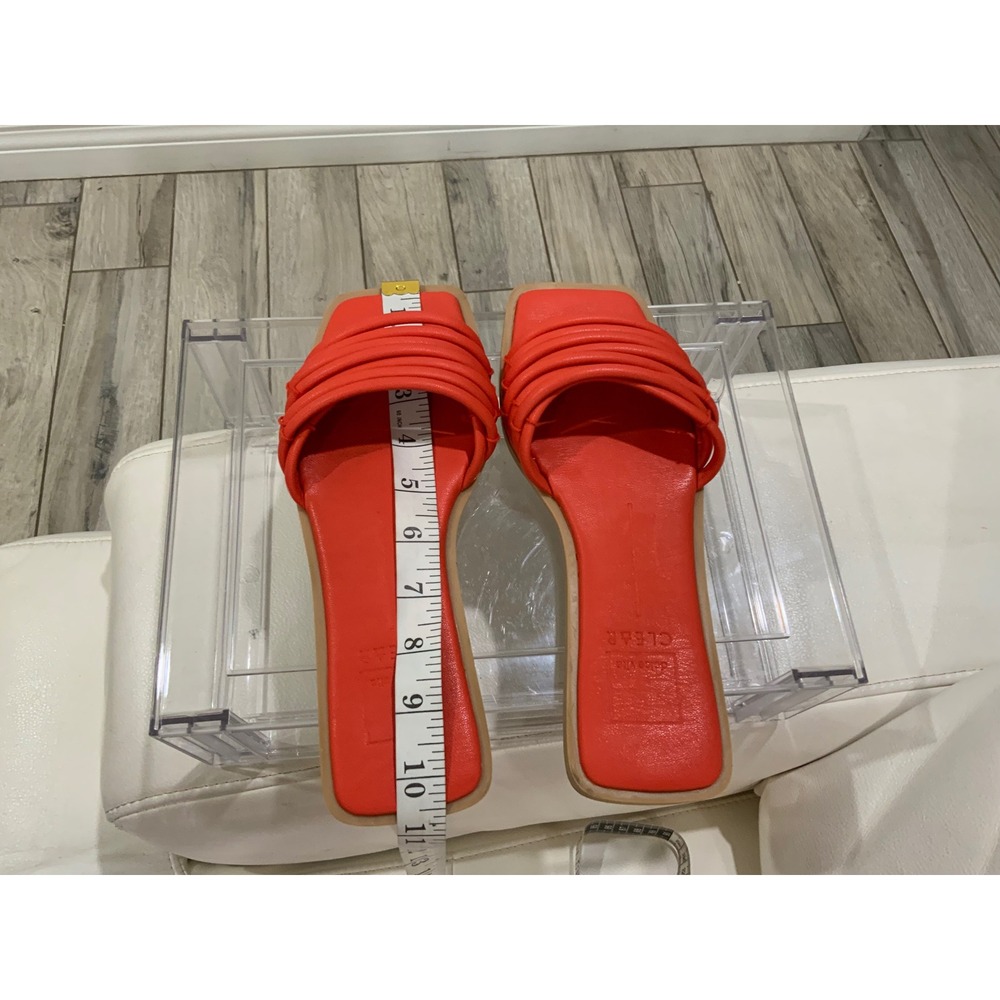 Dolce Vita Indre Red Orange Multi Strap Square Toe Flat Slide Sandals Womens 8.5 - Picture 9 of 9